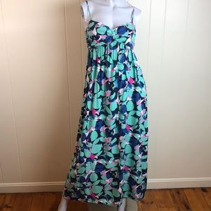 Gap Blue Green Sleeveless Tropical Sun Dress
